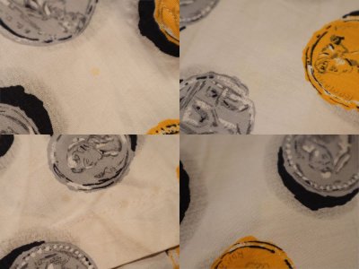 画像1: 50〜60年代 クリーム×オレンジ×グレーコイン柄サーキュラースカート