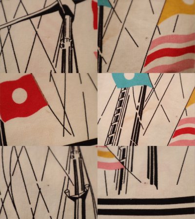 画像3: 50〜60年代 ホワイト×ブラック×カラフル旗柄タック入りスカート