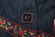 画像17: 70年代 インディゴブルー花刺繍＆花装飾フロントボタンデニムロングスカート (17)
