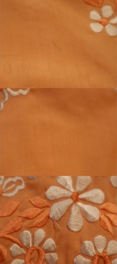画像3: ペールオレンジ×ホワイトお花フィリピン刺繡スクエアネックベルスリーブ長袖シャツ