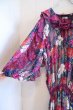 画像12: "Diane Freis"ブルー×ピンクレッド×ホワイト花柄フリルデザインスパンコール花飾り付きパフスリーブ長袖ティアードドレス (12)