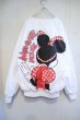 画像15: ホワイト×カラフルMinnie Mouse ＆ Mickey Mouseプリントクルーネック長袖中綿リバーシブルスウェット (15)