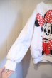 画像12: ホワイト×カラフルMinnie Mouse ＆ Mickey Mouseプリントクルーネック長袖中綿リバーシブルスウェット (12)