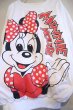 画像14: ホワイト×カラフルMinnie Mouse ＆ Mickey Mouseプリントクルーネック長袖中綿リバーシブルスウェット (14)