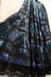 画像8: ブラック×ライトグリーン×パープル花柄サテン＆ビーズ刺繍テープ裾レース付きティアードチロルスカート (8)