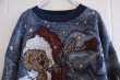 画像7: ネイビー×ホワイト×レッドクマ＆クリスマス柄クルーネック長袖ゴブランプルオーバートップ (7)
