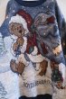 画像11: ネイビー×ホワイト×レッドクマ＆クリスマス柄クルーネック長袖ゴブランプルオーバートップ (11)