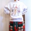 画像2: ▼30％OFF▼　ホワイト×グレー×ベージュクリスマス猫プリントクルーネック長袖スウェット (2)