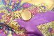 画像12: 70年代イエロー×パープル×ゴールドオリエンタル柄ポケット＆フロントボタン付きキルティングスカート (12)