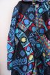 画像14: ブラック×ブルー×カラフルネイティブ柄かぎ編み切替ウエスト紐＆ポケット付き長袖ライトコート (14)