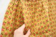 画像10: 70年代マスタード×オレンジレッド×ホワイトニワトリ柄ポケット付きキルティングロングスカート (10)