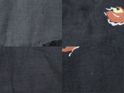 画像1: 50〜60年代ブラック×イエロー×ブラウン花＆リーフ柄フリルデザインスカート
