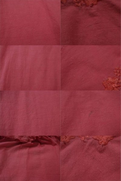 画像3: ピンク花刺繍ポケット＆袖口リボン付きラウンドネック七分袖ドレス