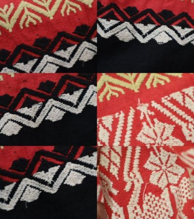 画像1: 50〜60年代 レッド×ホワイト×ブラックグアテマラ刺繍ポケット付きスカート
