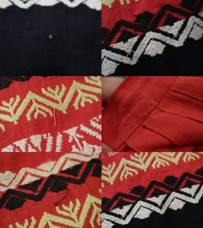 画像2: 50〜60年代 レッド×ホワイト×ブラックグアテマラ刺繍ポケット付きスカート