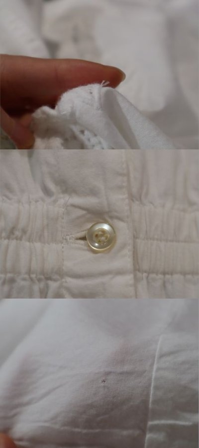 画像2: ホワイト花カットワークポケット＆襟付き半袖袖フロントボタンドレス