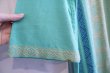 画像9: グリーン×ゴールド×ネイビー刺繍スリットネック長袖ドレス (9)