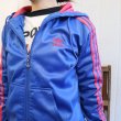 画像5: ”adidas”ブルー×ピンクロゴ刺繍ポケット＆フード付き長袖トラックジャケット (5)
