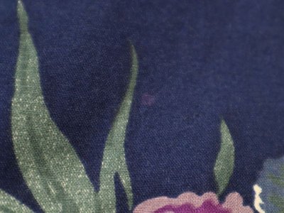 画像1: 80年代”GUNNE SAX”ネイビー×グリーン×ホワイト花柄レースポケット付きフレアスカート