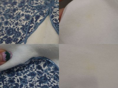 画像2: made in USA "JERZEES"ホワイト×くすみブルーリボンペイント花柄ハート型パッチ付きクルーネックラグランスリーブ長袖スウェット