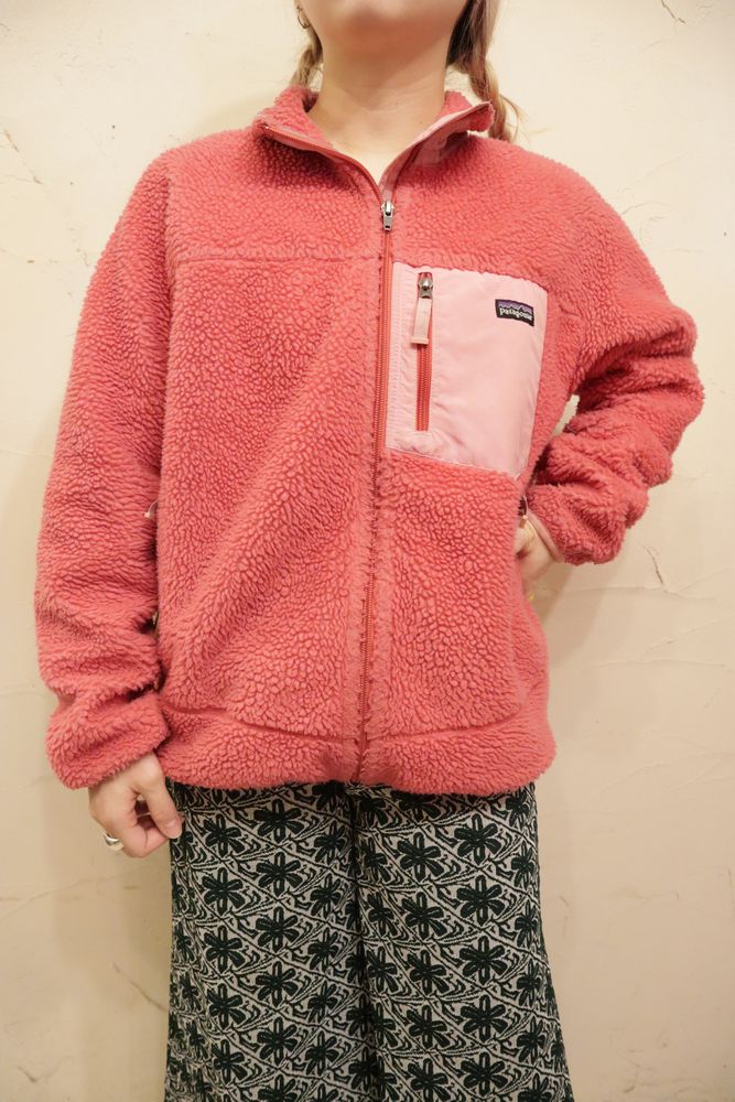 Patagonia レトロxピンク ベイビーピンクポケット付きフルジップ長袖ボアジャケット ｆｉｚｚ Select Lady S Vintage Clothing