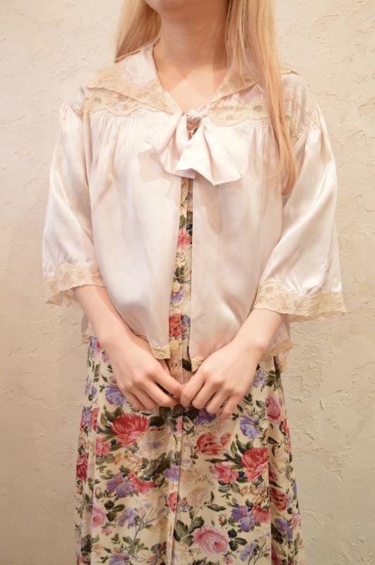 安い販売店 VINTAGE SILK CLUB リブ 切り替え 2トーン シルク ブルゾン