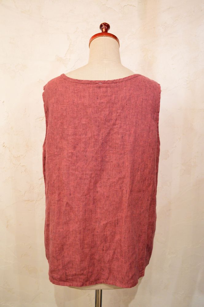 Flax くすみピンク無地クルーネックノースリーブリネントップ ｆｉｚｚ Select Lady S Vintage Clothing