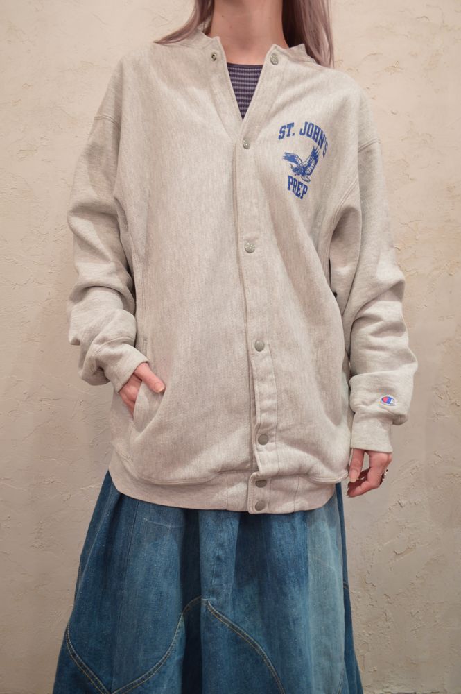USA製”Champion”リバースウィーブグレー×ブルーラバープリントスナップ ...