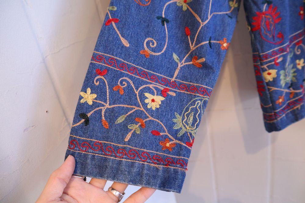 カラフル花刺繍デニムジャケット - Ｆｉｚｚ-select Lady's vintage
