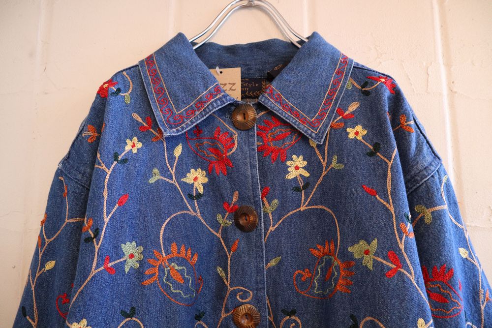 カラフル花刺繍デニムジャケット - Ｆｉｚｚ-select Lady's vintage