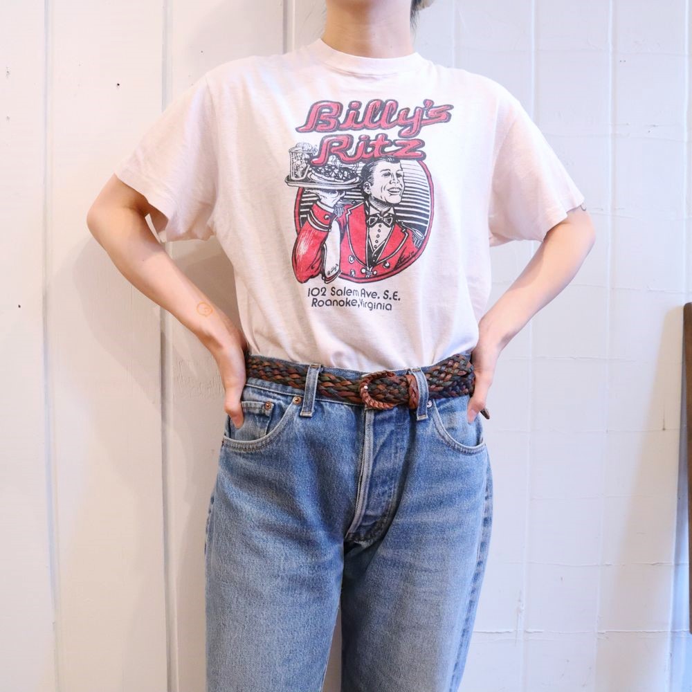 made in USA 70年代”Hanes”ホワイト×レッド×ブラッククルーネック半袖T