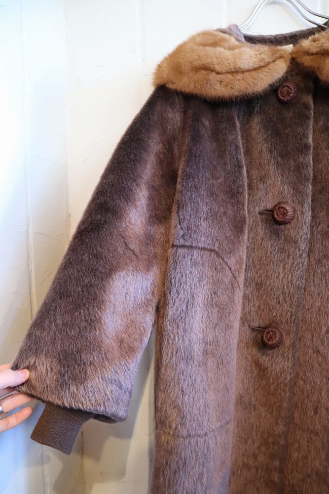 60年代から70年代 ミンク 毛皮 ブラウン ヴィンテージ着丈80 - 毛皮