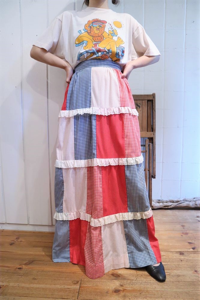 特価超歓迎70s vintage ストロベリー ギンガムチェック スカート スカート