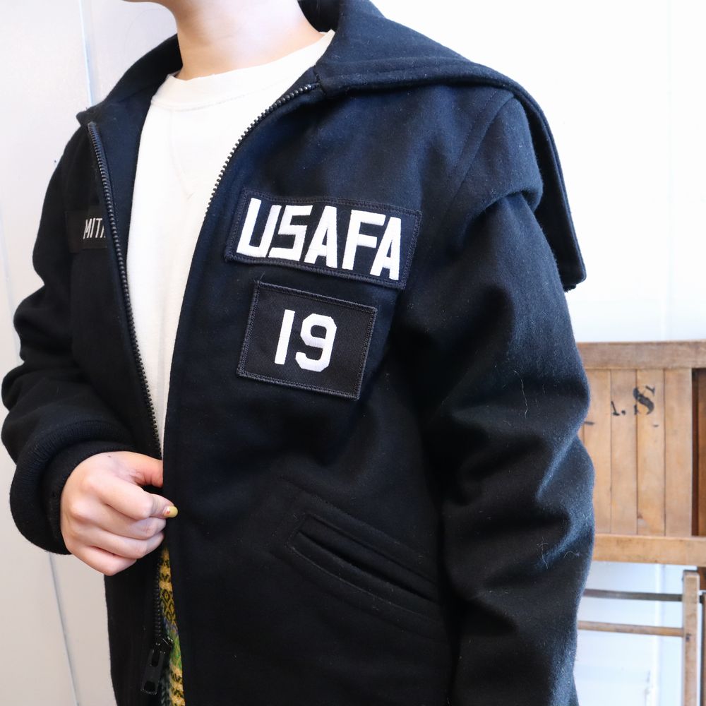 USAFA”ブラック×ホワイトワッペン＆ポケット付き2wayウールカデット 